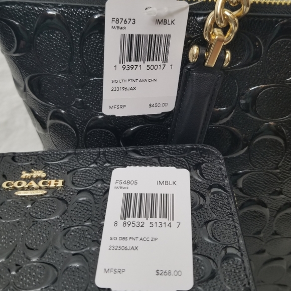 ✅ COACH SET 2 Matching Designer Authentic Purse Bag Wallet Signature Leather NWT - Picture 8 of 8